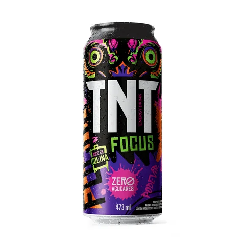 Composto Energético Líquido Gaseificado à Base de Taurina Zero Açúcar TNT Focus Lata 473ml