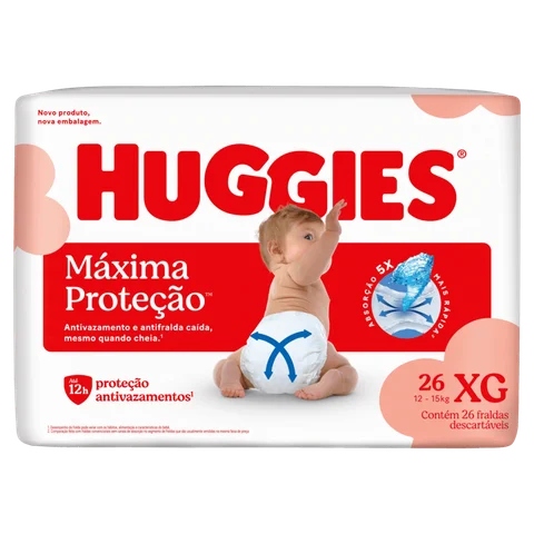 Fralda Descartável Infantil Huggies Máxima Proteção XG Pacote 26 Unidades