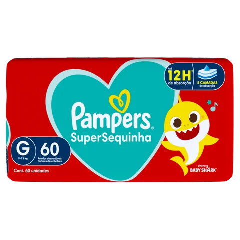 Fralda Descartável Infantil Pampers SuperSequinha G Pacote 60 Unidades